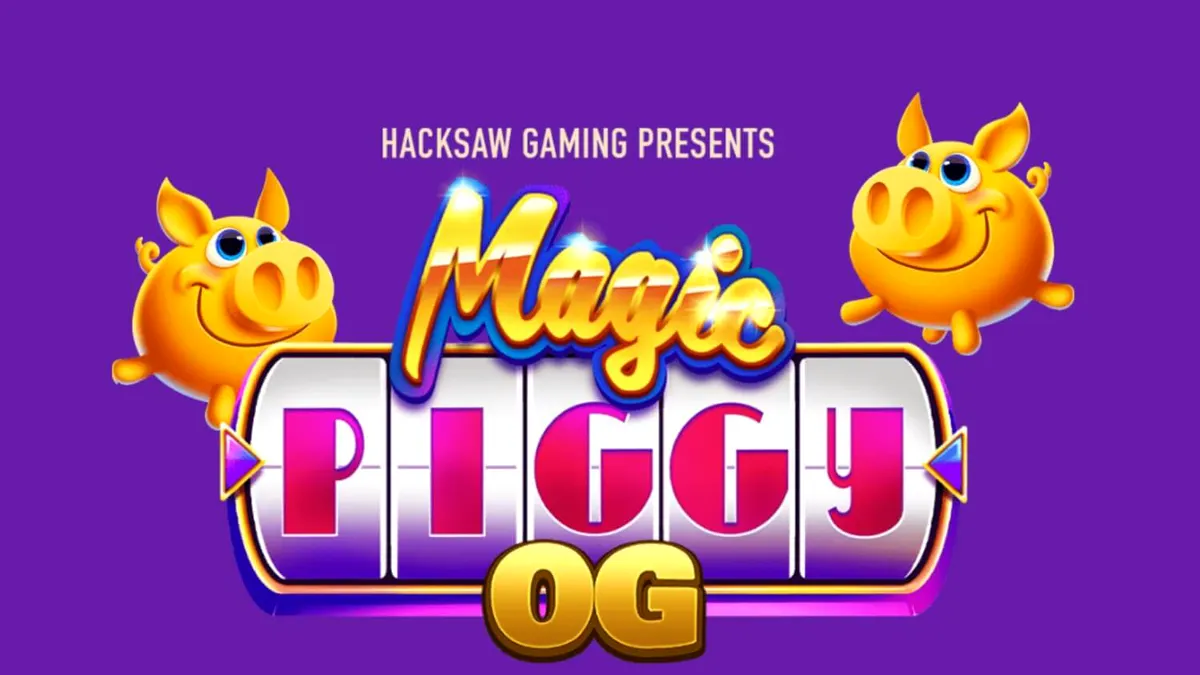Interface do jogo Magic Piggy OG com luzes neon e símbolos de porquinhos dourados